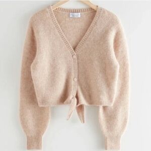 & Other Stories Cropped Boxy Wool Sweater Cardigan S